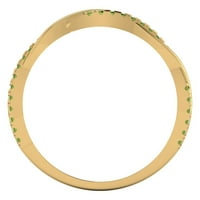 0. CT блестящо кръгло рязане естествен перидот 18k жълто злато, подреждаща се лента SZ 10.25