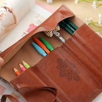 Ретро превръзка Синтетична кожена чанта за писалка с калъф за грим на торбичка за реколта стил молив молив молив