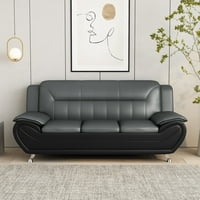 Гордост мебели Евеланд 79.2 Фау кожена възглавница топ ръка диван-сиво Черно