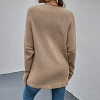 Vivianyo hd пуловери за жени клирънс плюс размер мода жени солиден цвят дълъг ръкав pullove v-образно риза пуловер флаш пики khaki