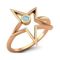 0. CTW кръг Larimar Open Star Ring Sterling Silver Rose Vermeil Solitaire жени Сватбен пръстен