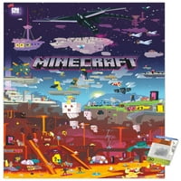 Minecraft - свят отвъд стенен плакат с бутални щифтове, 22.375 34