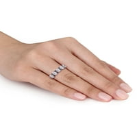 1-Каратов Т. Г. в. моасанит и Каратов черен диамант 10кт бял златен пръстен