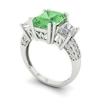 4. CT Brilliant Emerald Cut Симулиран зелен диамант 14K бяло злато