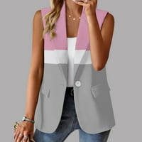 Женски якета Y2K Print Leeveles Open Front Tourwear Suit Button Button Lapual Cardigan якета за жени