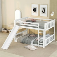 Двуетажно легло за деца-пълно над пълно ниско таванско помещение двуетажно легло с пързалка-дървено-сив цвят