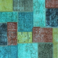 Ahgly Company Indoor Rectangle Packwork Светло синьо преходни килими, 7 '9'