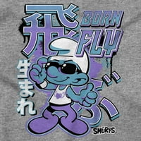 The Smurfs Cool Kanji Born Fly Fly Crewneck Thiss Boy Girl Teen Brisco Brands L
