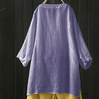 Ризи за жени облечени ежедневни плътни цветове свободни плюс размер дълъг памучен текстурен рокля отгоре