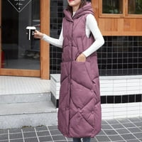 Зимно палто за жени дължина и зимна удебелена удължено средно яке за спускане розово размерите l