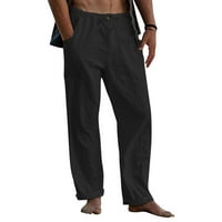 Мъжки панталони спално облекло за мъже Естествени ленени панталони за мъже съвременни удобни качествени меки ленени джобни цветни