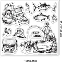 1 лист риболовна лодка ясни печати за DIY скрапбукинг декор риболовни инструменти прозрачни силиконови печати