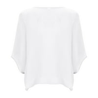 Xiuh жени есен и лято v шия отгоре свободен плътно цвят ежедневна блуза жени среден ръкав шифонска риза бяла xxl