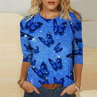 Тениски за жени графични тийнейджъри y2k тийнейджъри модна тениска ръкав блуза кръгла шия ежедневни върхове сини m