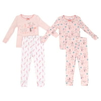 Сладък пай мечтатели бебе момиче & малко момиче плътно прилепнали пижама спално облекло, размери месеци-4Т