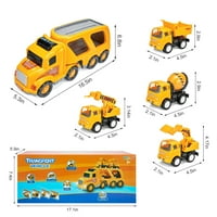 В Macaron Colors Поставима играчка Полуотворен транспортен транспорт автомобил Карета играчка комплект със звуци и светлини Триене