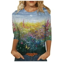 Женска тениска с дълъг ръкав, ризи за реколта за жени плюс sz xl блуза мода за жени пролетта отпечатани в средна дължина ръкави