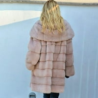 Зимно палто за жени- Елегантна модна Fau Fur Jacket Cardigan Масивна облекла от твърда костенурка с дълъг ръкав с дълъг ръкав