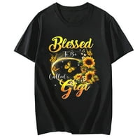 Лятното женско облекло, благословено да се нарича Gigi Rish Sunflower Lovers Mombry Prandma Thirt Black XX-Clarge