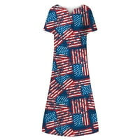 Лятна рокля за жени Небрежна независимост отпечатан отпечатани с v-образно деколто