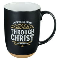 Християнско изкуство Подаръци Голяма керамична чаша за кафе и чай за мъже: Мога да правя всичко чрез Христос - Филипяни 4: Вдъхновяващ
