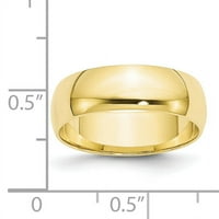 Първично злато карат жълто злато леко тегло половин кръгла лента размер 8