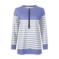 Strungten zipper ризи с дълъг ръкав за жени ивици за печат графични тийнейджъри блузи ежедневни върхове пуловер