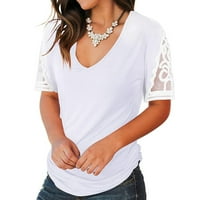 Летни спестявания клирънс дамски върхове плюс размер издълбани модни печат с къси ръкави с тениска с тениска с тениска дами дами