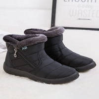 Дамски зимни снежни ботуши плюшени облицовани с цип нагоре глезени топли обувки