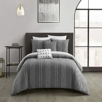 & C Home Desiree 9-Piece Jacquard Comforter Set, Queen, Grey